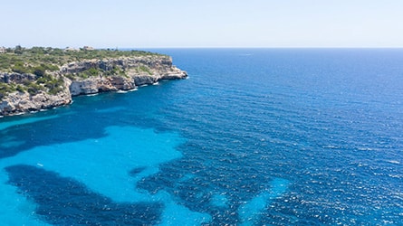 Vue aérienne des îles Baléares de Ibiza