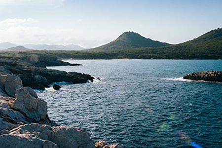 Vue aérienne des îles Baléares de Menorca